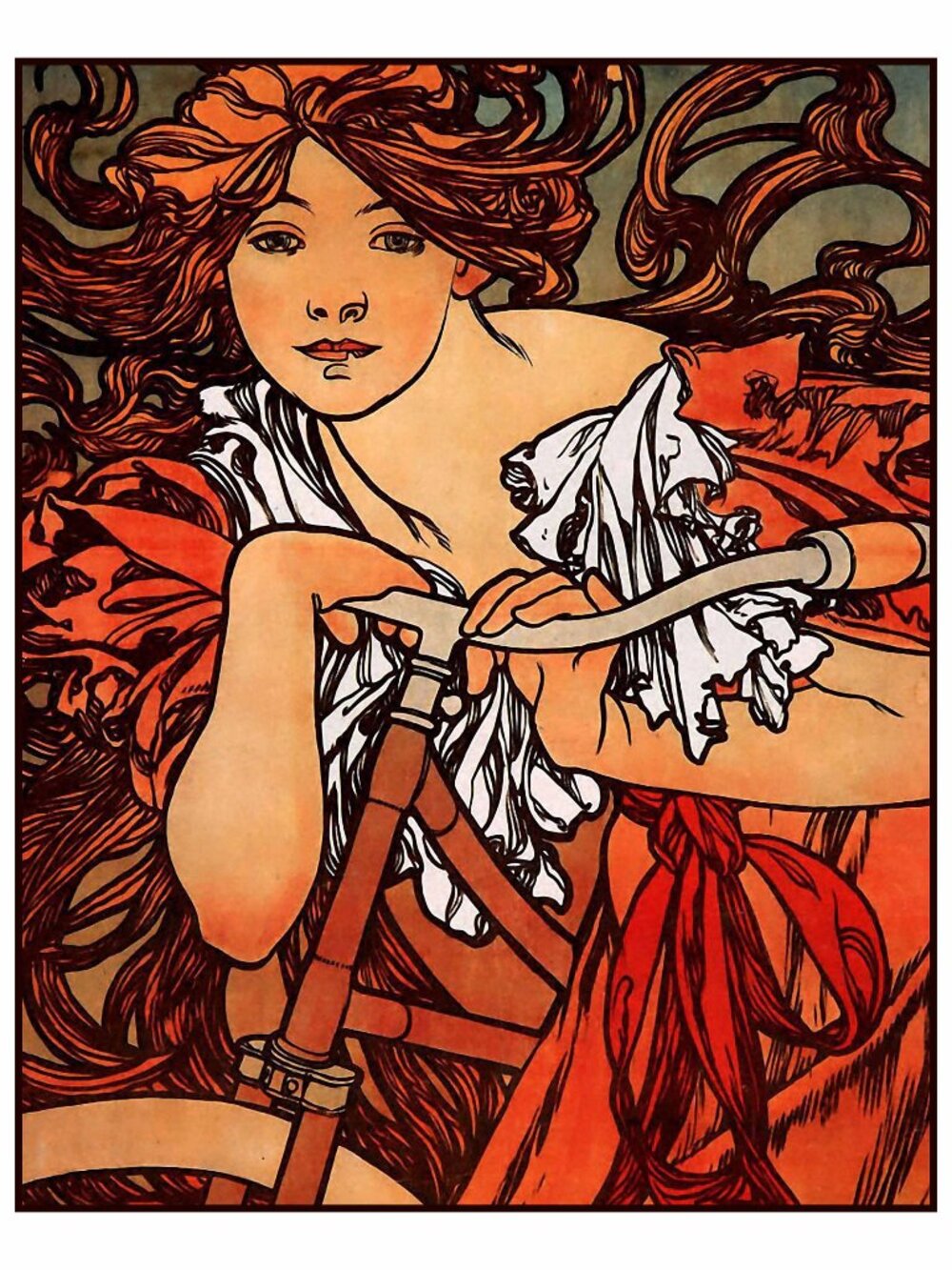 Art Nouveau: Alphonse Mucha Art Print 8"by10" Boho Fashion Bicycle